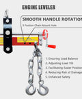 Rock Solid Folding Engine Crane 2 Ton 4400 Pound Capacity With Built In Leveling Tool showing smooth handle rotation for easy load adjustment.