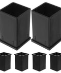 TEHAUX six-piece black square-tube connectors; two large adapters with four small sleeves for 1.57x2.36 in tubing