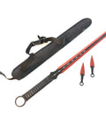 Red Coated 27 Inch 440 Stainless Steel Full Tang Machete Sword With Two Throwing Knives And Black Nylon Sheath