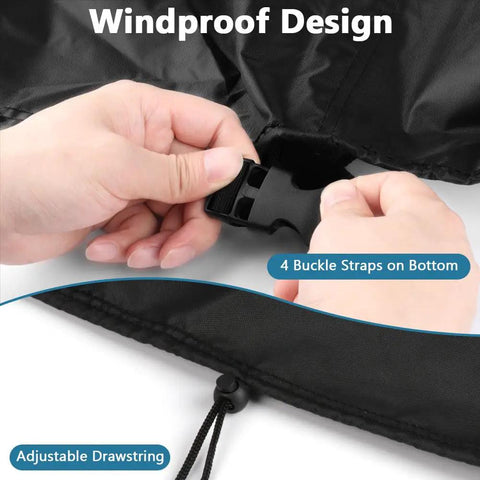 No Sweat Heavy Duty Waterproof Pallet Cover With Thick 600D Fabric And PU Back Coating with adjustable drawstring and buckle straps.