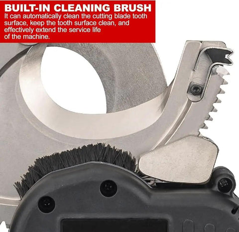 Close-up of built-in cleaning brush on Heavy Duty Ratchet Cable Cutters For Copper Aluminum And Armored Cable Up To 75mm