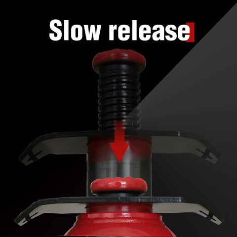 Close-up of slow release mechanism on 20 Ton Pneumatic Bottle Jack With Slow Release Welded Aluminum Pump Heavy Duty Car Lift