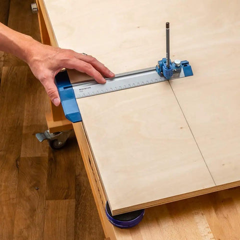 9 Inch Quick Draw Marking Gauge For One Hand Operation With Spring Loaded Pencil Carriage And Dovetail Keyway in use on wood