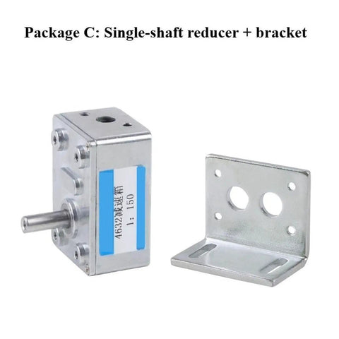 Heavy Duty Right Angle Worm Gear Reducer with bracket for 6Mm D Shaft DC Geared Motor Kits, compact design.