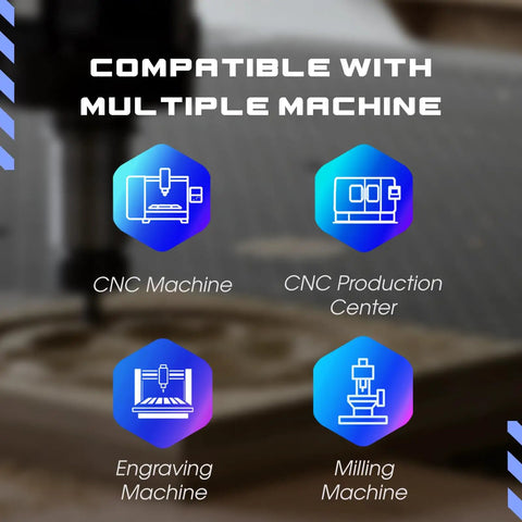 Image showing compatibility options including CNC Machine, CNC Production Center, Engraving Machine, and Milling Machine.