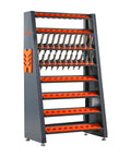 Beefy Heavy Duty Tool Holder Rack for machining shops and garages with eight row CAT40 organizer and steel construction.