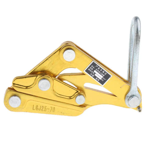 Baosity Rope Grip Puller Tool For Tensioning Cables 25-70Mm Aluminum Alloy Rigging Hardware Heavy Duty Cable Clamp Gripper Tightener with 1 Ton capacity, showing golden aluminum alloy gripping mechanism.