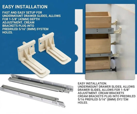 Undermount Drawer Slide Rear Mounting Brackets Plastic Replacement Rear Sockets For Cabinet Dresser And Office Drawers