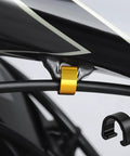12 Pack Aluminum Alloy Bicycle Cable Clamps And C Clips for housing and hose guides displaying secure cable fit on bike frame.