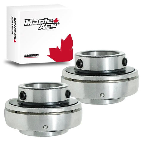 UC205-16 Go Kart Axle Bearing With 1 Inch Bore And Spherical OD Set Screws Lubrication Hole Beefed Up For Heavy Duty Racing And OEM Go Kart Projects 2 Pack High Speed Low Noise Low Vibration Long Life, two silver steel bearings