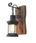 Rustic Farmhouse Wall Sconce With Wood And Metal Finish, Industrial Vintage Style Indoor Lighting With Clear Glass, Ideal For Dining Room