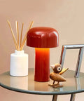 Cordless USB Rechargeable Desk Lamp With Touch Dimming, Mushroom Night Light, 3 Color Temp Modes 3000K To 4000K, on table