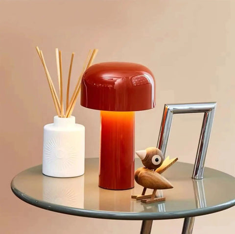 Cordless USB Rechargeable Desk Lamp With Touch Dimming, Mushroom Night Light, 3 Color Temp Modes 3000K To 4000K, on table
