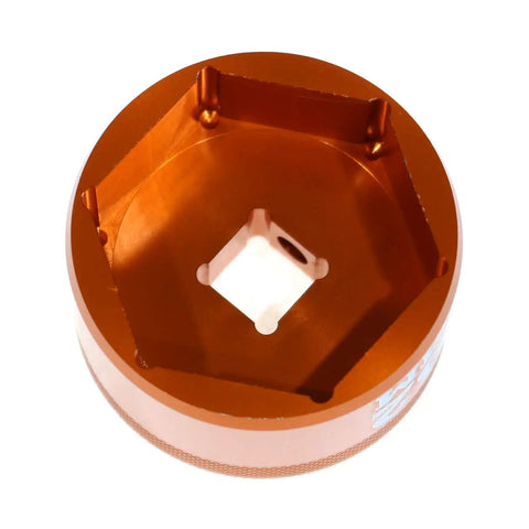 Top view of Orange Fork Top Cap Socket 32mm 3/8 Drive for Bike Suspension Maintenance, showcasing durable pro-grade grip