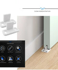 4 Pack POM Plastic T Shape Adjustable Sliding Barn Door Floor Guides With Screws White Finish installed on wood floor