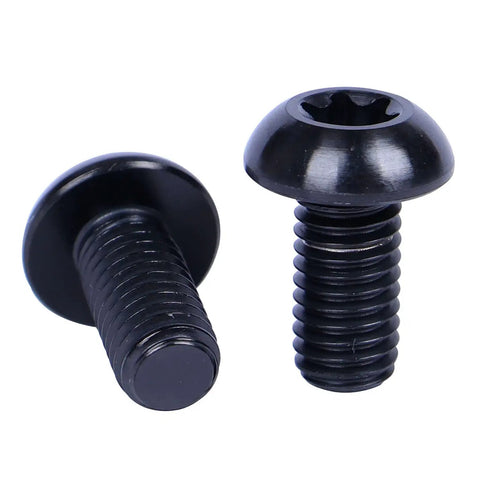 Six Piece Grade Five Titanium Disc Brake Rotor Bolts M5x10mm Torx T25 Head shown from the side, highlighting smooth finish and design.