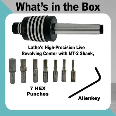 MT2 Rotary Broach Tool Holder With 7 Piece Hex Broach Set In Imperial Sizes, Allen Key Visible