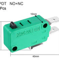 2 Pack Heavy Duty SPDT NO NC Push Button Switch 16A 125/250VAC, dual throw, 3 pins, IP40, green microswitch with dimensions 40x22x10mm