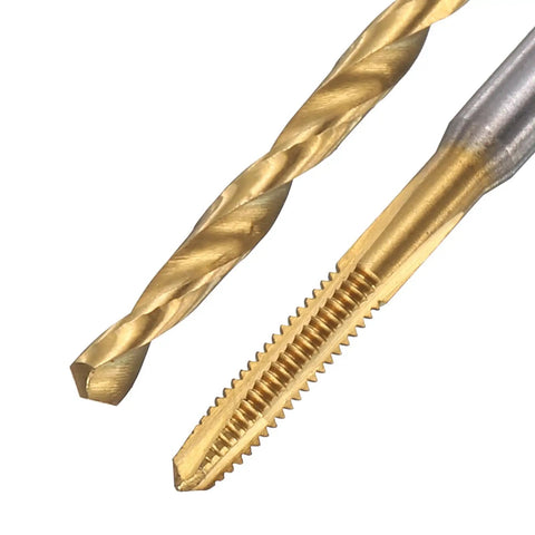 Tap And Drill Bit Set With 2 56 UNC Right Hand Spiral Point Tap And 1 Point 8 Mm Twist Drill Bit Titanium Coated HSS 6542