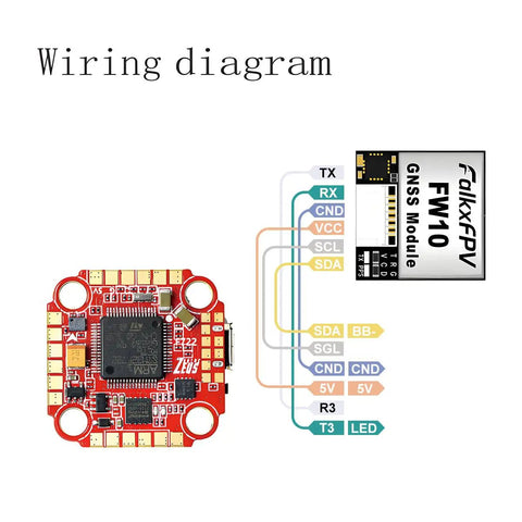 Wiring diagram for High Speed GPS Module With QMC5883L Compass For Drone Racing, showing connections for stable navigation.