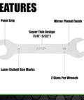Thin But Mighty 9 Piece Open End Wrench Set Metric With Roll Up Pouch One Eighth Inch Thick For Tight Spots, features detail