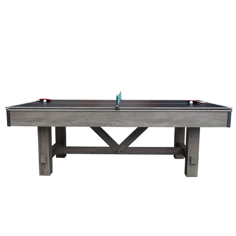 7 Foot Pool Table Combo With Benches Table Tennis And Dining Tops Billiards Set Ping Pong Ready Built In Storage Rustic Gray Barnwood