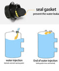 Diagram illustrating seal gasket preventing leakage on Heavy Duty Pro Grade Canopy Weight Bags Set of 4 20 Liter Water or Sand Weights.