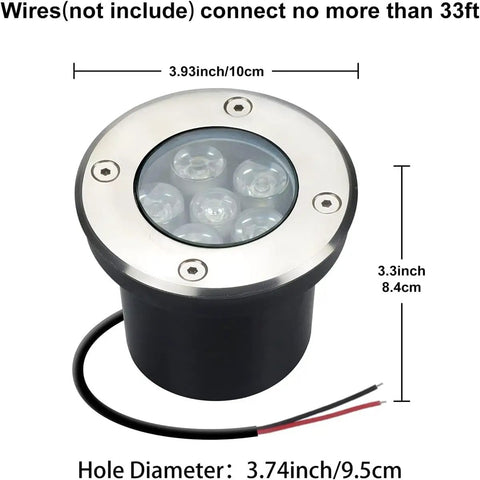 Landscape Lighting Well Lights Kit 6W 12V 24V Ground Lights 6000K Bright White IP67 Waterproof Low Voltage Outdoor Spotlight