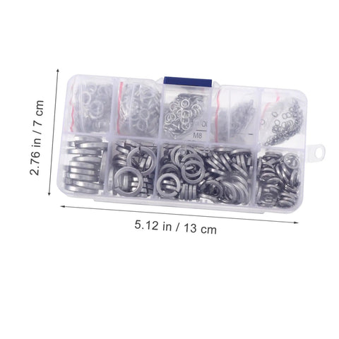 600 Piece Stainless Steel Spring Washers Kit Split Lock Gaskets For Vibration Dampening And Anti Loosening Hardware Assortment Perfect For Cars Trucks Buses Machinery And Marine Equipment In Tough Vibration Environments, 13x7 cm case