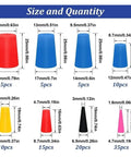 Premium Silicone Rubber Tapered Plugs Assortment 105 Pcs High Temp Masking Cone Kit, size chart with assorted plug dimensions