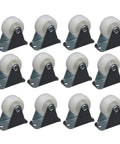 12 Pcs White PP Nylon Office Chair Caster Wheels 1 Inch arranged in a grid for office and furniture use.