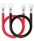 Heavy Duty 6 AWG 20 Inch Battery Power Inverter Cables Set With Tin Plated Copper Terminals And Three Eighth Inch Lugs, Red Black