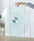Heavy Duty Tempered Glass Lazy Susan Turntable Silent Bearing Rotating Serving Tray Smooth Gliding Clear Round held above table