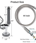 Pro Grade Commercial Sink Sprayer Kit With 45 Inch Flexible Stainless Steel Hose, Pre Rinse Dish Spray Valve Replacement, size details