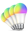 Color Changing Smart LED Bulbs A19 E26 75W Equivalent, WiFi Enabled, Works With Alexa And Google Home, 4 Pack, multicolor light