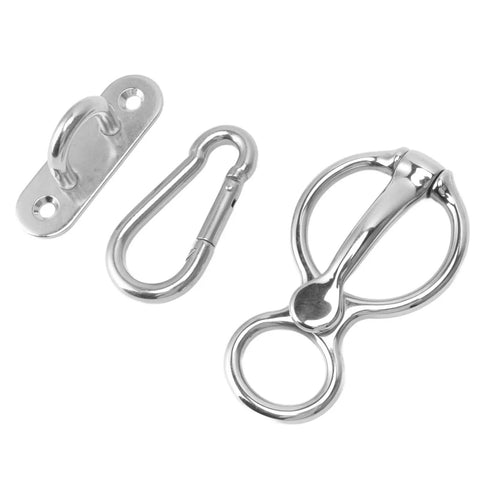 Stainless Steel Horse Tie Ring With Safety Release Mechanism for Training Half Round Ring with Eye Bolts for Pulling Back Durable Metal Horse Gear