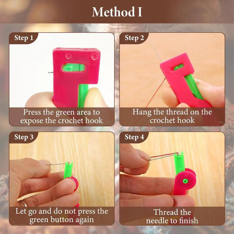 Instructional method for Automatic Needle Threader Set For Sewing Machines And Hand Embroidery Ultra Handy Mini Portable Tool