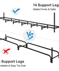 Comparison of 8Ft Firewood Rack With Cover For Outdoor Wood Storage showing 14 stable support legs vs 6 unstable legs