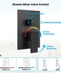 Rainfall Shower System With 8 Inch Square Rain Shower Head And Wall Mounted Handle Complete Matte Black Combo In Solid Brass Pressure Balancing Valve