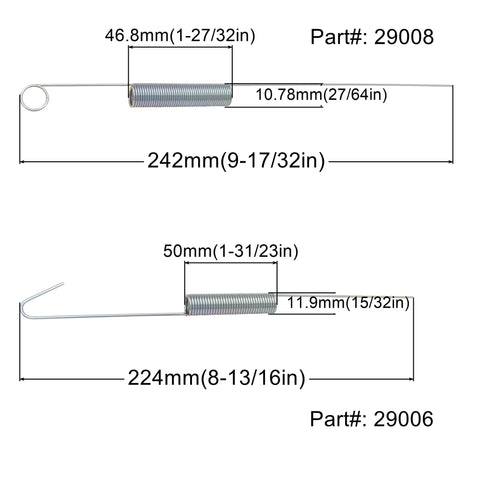 5 Piece Extension Spring Set For Automotive Carburetor Governor And Throttle Return Linkages DIY Repair Kit Universal Fit Adjustable Springs Replacement Part 2901 diagram showing spring sizes 29008 and 29006