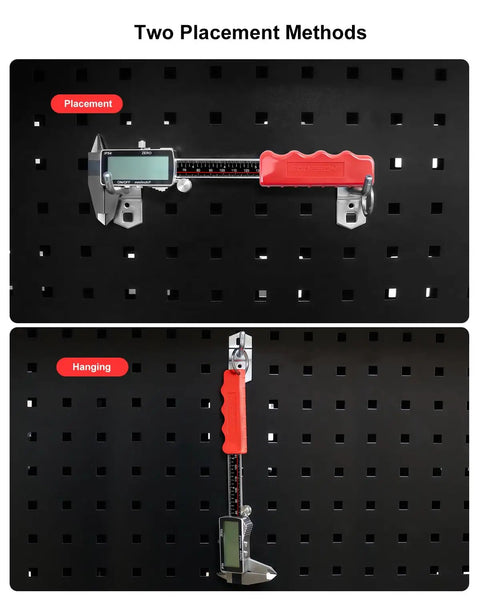 Rechargeable Digital Caliper Six Inch With USB C Charging And Power Indicator 0.01mm Accuracy Pro Grade Performance Large LCD Vernier Caliper IP54 Stainless Steel Metric Inch Fraction For Woodworking And DIY on pegboard