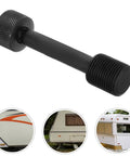Heavy Duty Hydraulic Punch Driver Kit With Tie Rod And Lock Nut for Metal Hole Punching, shown in close-up with three RV examples
