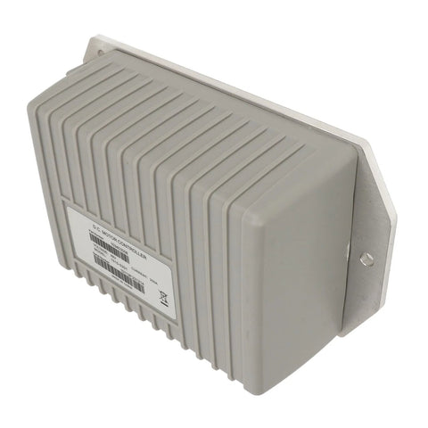 DC motor controller with ribbed gray enclosure and metal mounting bracket