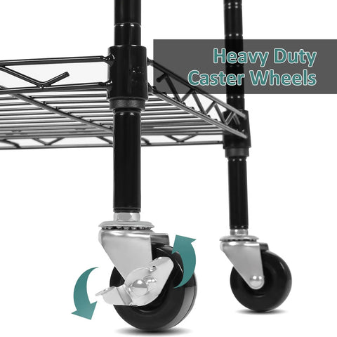 Heavy Duty 6 Tier Wire Shelving Unit Built For Badass Home Garage Organization With Smooth Rolling Casters And Fully Adjustable Levels Durable Black Storage Rack