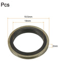 Bonded sealing washer, M14, 19.5x14x2mm carbon steel with nitrile rubber gasket, pack of 5