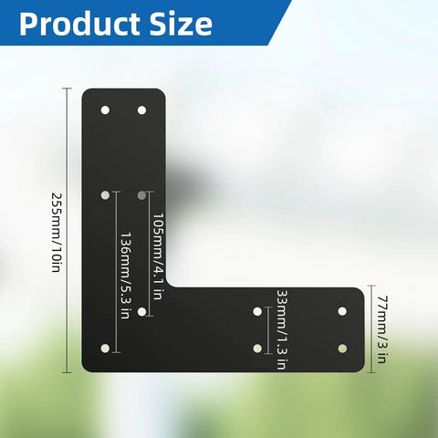 Four Pack L Shape Post To Beam Brackets 10x10 Inch Heavy Duty Steel Flat Mending Plates Right Angle Corner Brackets For 6x6 Lumber House Repair Truss Framing And Pergola