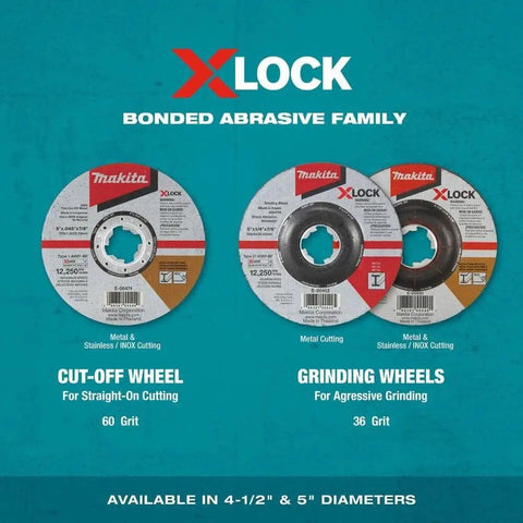 X-Lock 5 Inch General Purpose Grinding Wheel 36 Grit Type 27 For Metal and Stainless Steel with tool-free change system