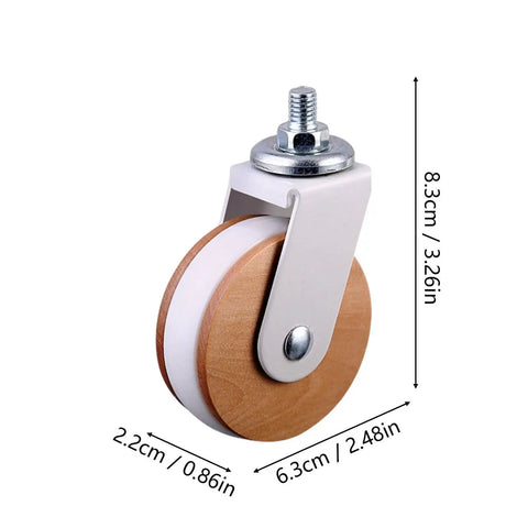 Heavy Duty Casters 4 Pieces M8 Threaded Heavy Duty Silent Replacements, 8.3cm white wood and metal caster wheel for quiet movement.