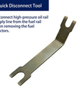 Quick disconnect tool for high-pressure oil rail supply line removal from fuel rail