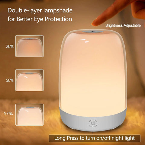 Nursery Night Light For Kids With Dimmable Warm White Glow And 5 Color Changing Modes, USB Rechargeable Lamp in warm glow